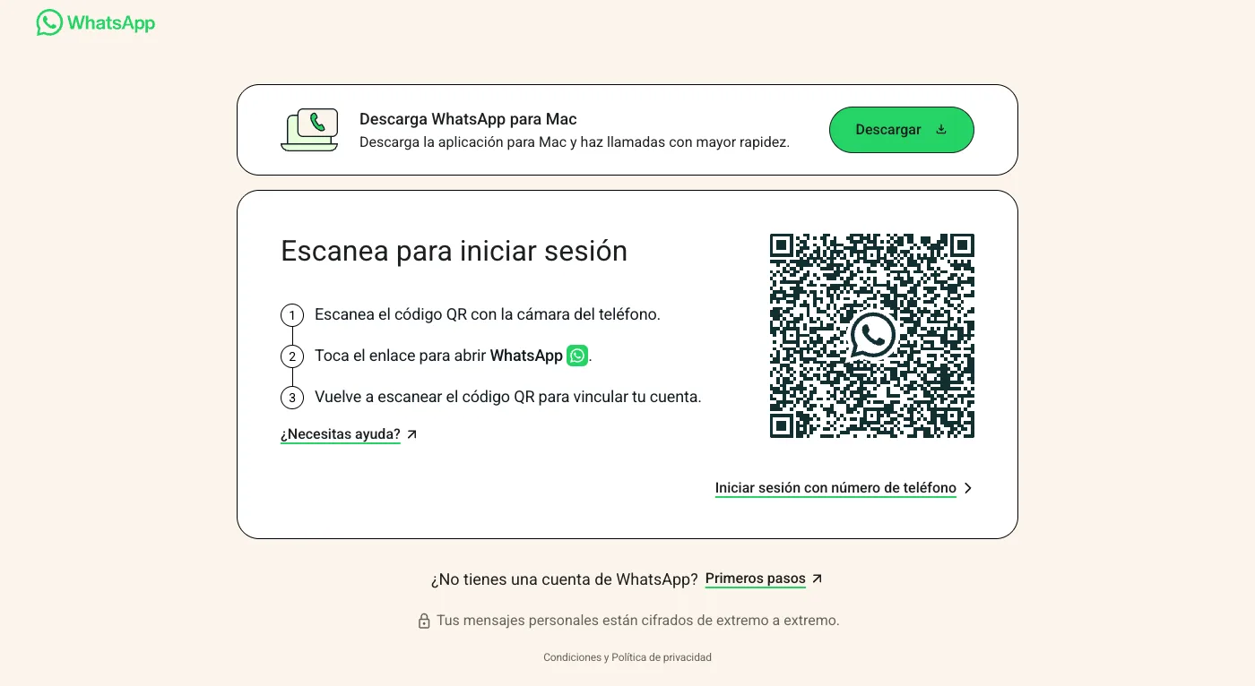 Iniciar sesión en WhatsApp Web escaneando el código QR