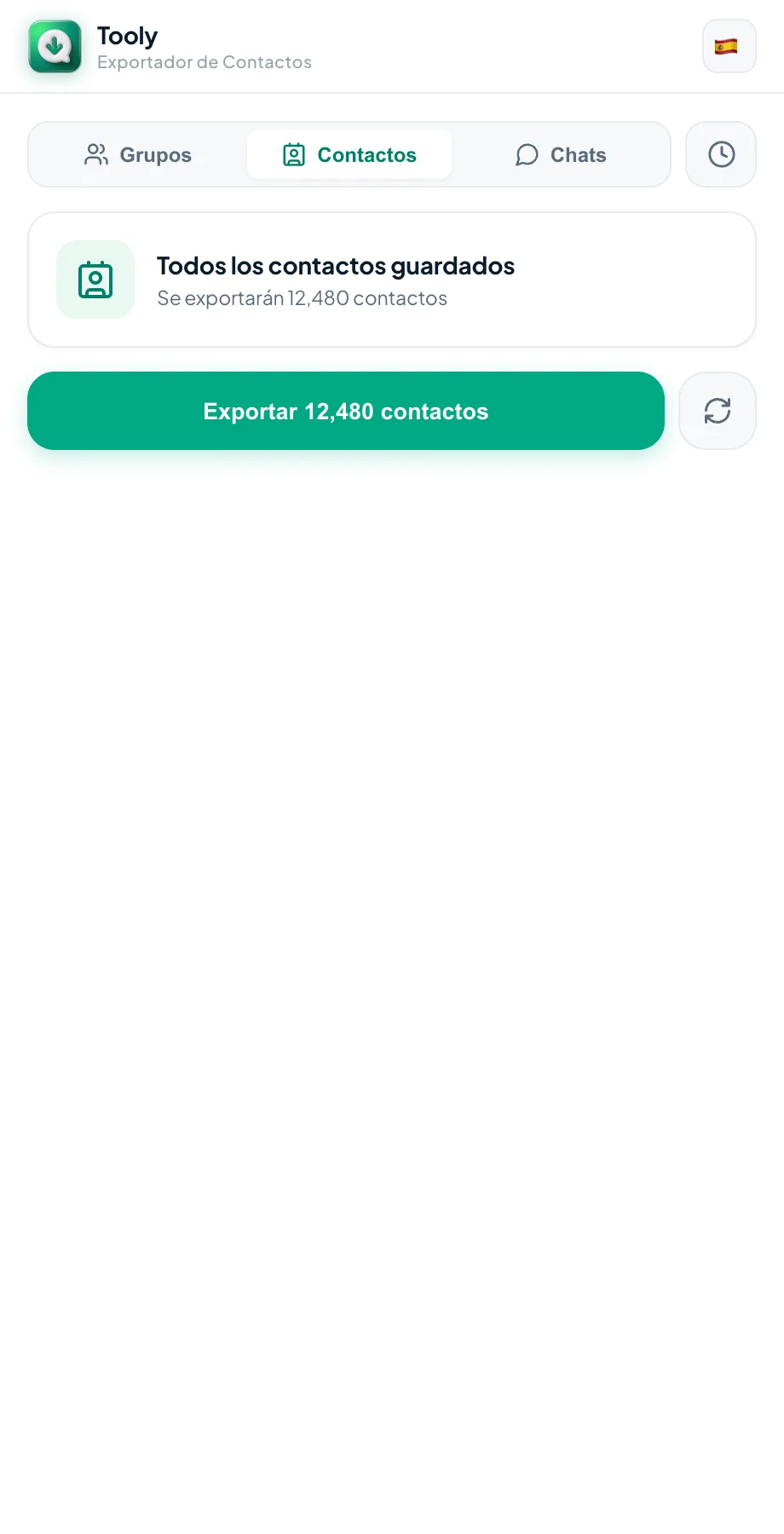 Seleccionar la pestaña Contactos en Tooly