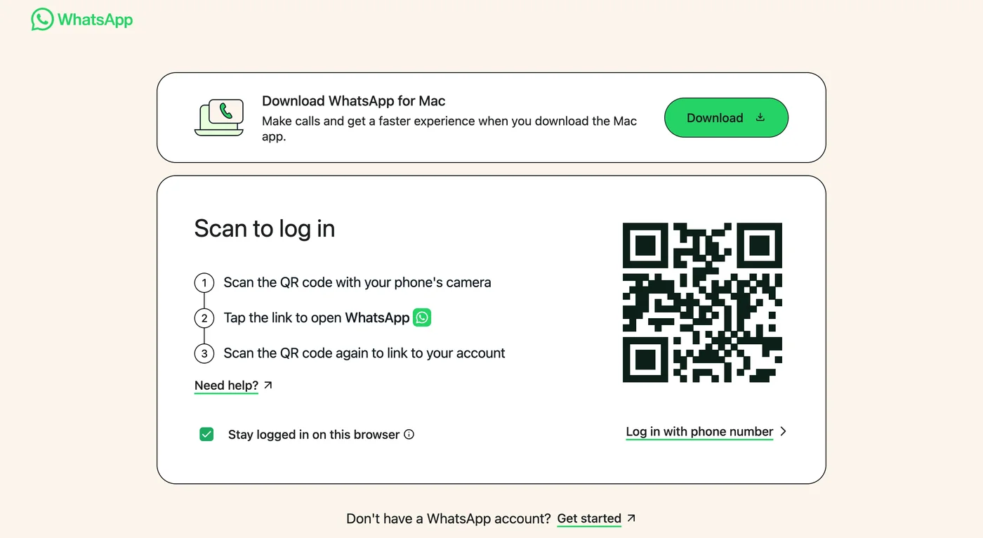 Sign in to WhatsApp Web by scanning the QR code