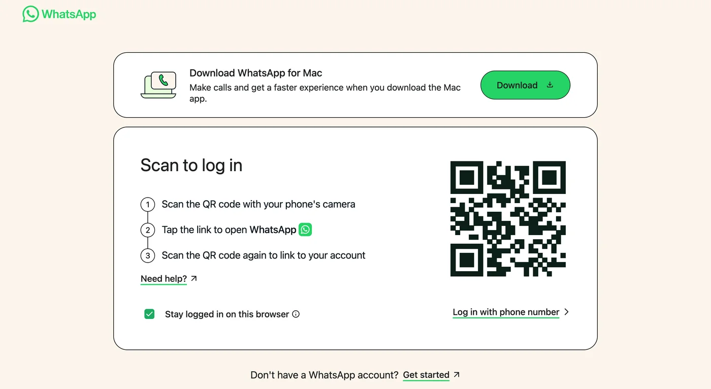 Sign in to WhatsApp Web by scanning the QR code