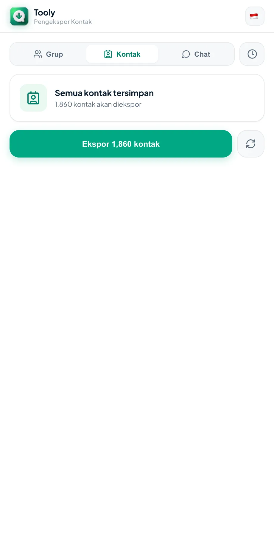 Pilih tab Kontak di Tooly