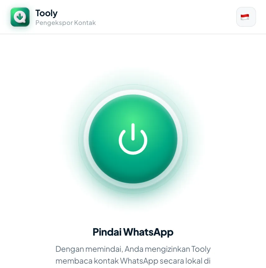 Klik Pindai WhatsApp di panel samping Tooly
