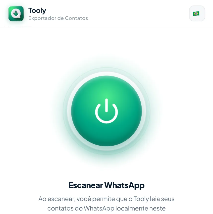Clique em Escanear WhatsApp no painel lateral do Tooly